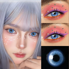 YICKYUE  -  Anime Cosplay Colored Contact Lenses Magic Pop Blue Cos Lenses Half Yearly Use Red Contacts Lens for Eye Beauty Makeup