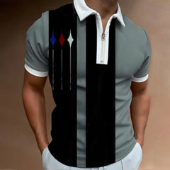 YICKYUE  -  Male Summer Striped Splice Print T Shirt Turn Down Short Sleeve Tops T Shirt Mens Small T Shirts Male Tshirt Summer Ropa Hombre