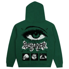 Hearujoy American Simple Goth Eyes Hand-painted Style Printed Green Hoodie Women's Spring Trend Y2K Hip-hop Street Sports Pullover