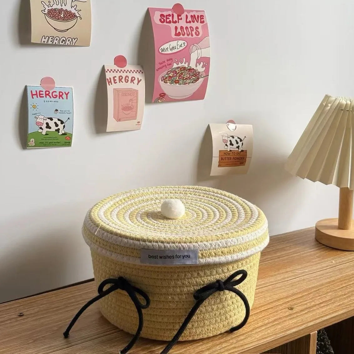 YICKYUE  -  New Apple Basket Storage Basket Cotton Rope Weaving Storage Bucket Cartoon Cosmetics Snacks And Miscellaneous Storage Baske