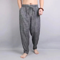 YICKYUE  -  Men's Ice Silk Summer Casual Pants New Straight Loose Pants Thin Style
