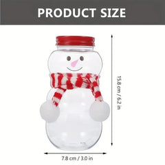 YICKYUE  -  8 Pcs Snowman-Shaped Transparent Storage Jars & Red Lids and Red/White Striped Scarves Red Hats Cute Christmas Decorations