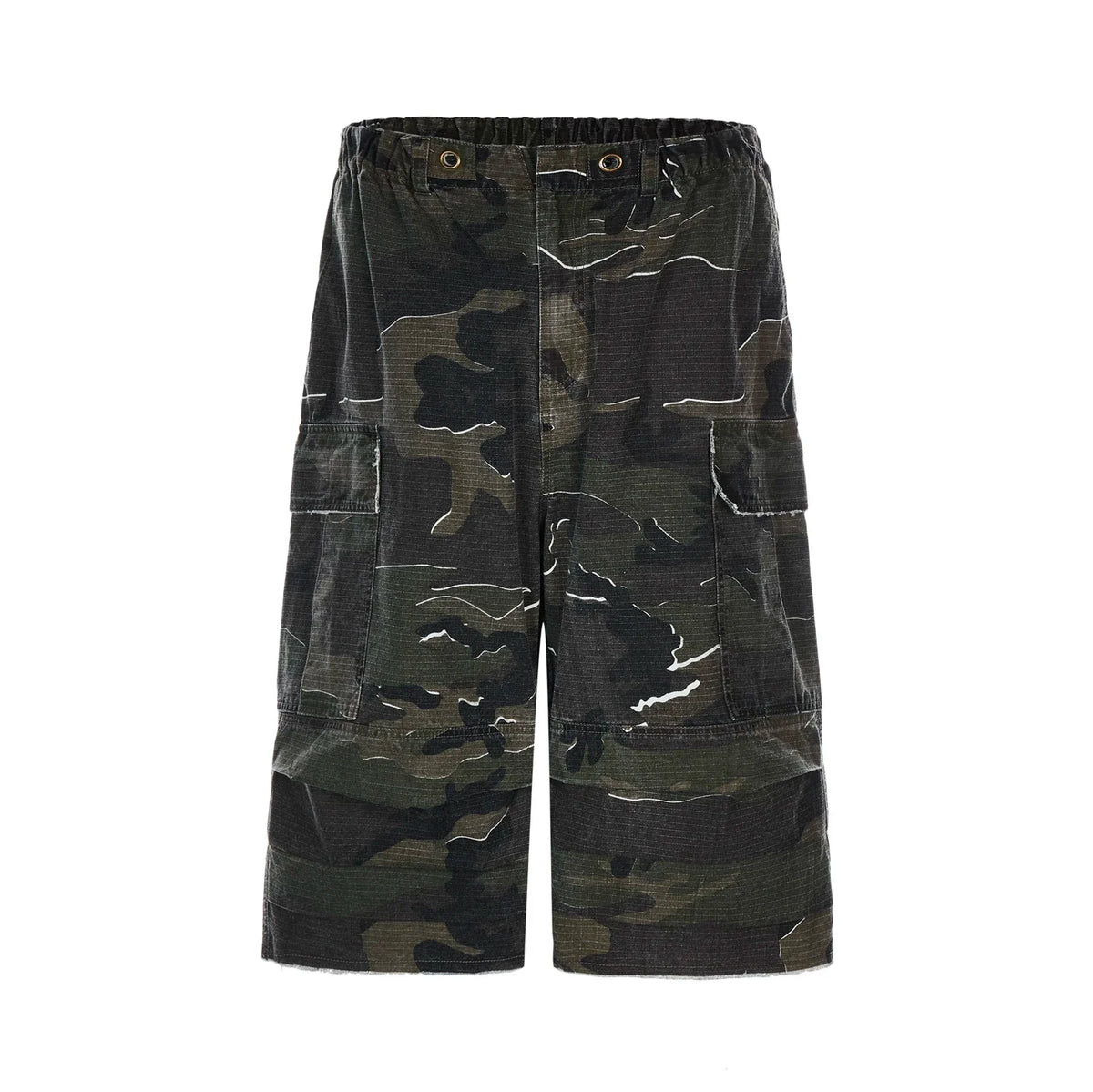 Hearujoy American Style Washed Camouflage Loose Men's Cargo Shorts Street Niche Workwear Pocket Design Male Trousers 24E1035