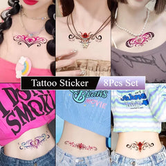 YICKYUE  -  8Pcs Set Cartoon Succubus Temporary Tattoos Sexy Fake Tattoo for Woman Art Color Tattoo Stickers Waterproof Tatuajes Temporales
