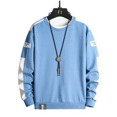 HEARUJOY  -  Spring utumn New Fashion Brand Men's Sweatshirt Trendy Color-Blocked Loose Round Neck Long Sleeve T-shirt Top Casual