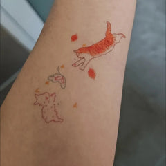 YICKYUE  -  Cartoon Cat Fake Tattoo for Woman Arm Cute Colorful Lines Butterfly Lasting Flower Sticker Anime Tattoo Tatuajes Temporales