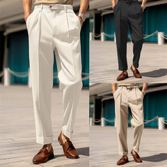 HEARUJOY  -  Men's Clothing Formal Mid-waist Buttoned Straight Plain Comfortable Outdoor Daily Outing Fashionable Trousers