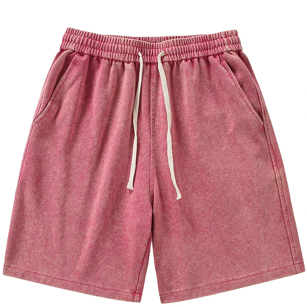 Hearujoy 2024 New Distressed Summer Shorts Men 320G Heavy Cotton Drawstring Harajuku Loose Sweatshorts Male Casual Short Pant Streetwear