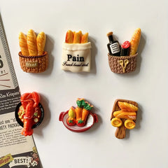 YICKYUE  -  6Pcs/12pcs Miniature Resin Food Refrigerator Magnets Home Decor Magnets Food Magnets Decor Magnets