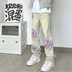 HEARUJOY  -  New American Spring and Autumn Men's Trendy Splicing Button Zipper Pocket Fashion Versatile Loose Straight Casual Jeans