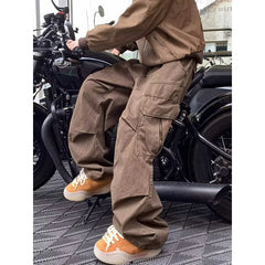 HEARUJOY  -  American straight-leg casual pants men's Hong Kong style spliced contrasting wide-leg pants in summer thin young people quick-