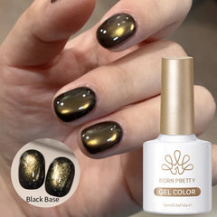 YICKYUE  -  10ml Gold Glitter Cat Magnetic Gel Nail Polish Jelly Pink Color Semi Permanent Soak Off UV LED Varnish