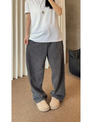 HEARUJOY  -  Cleanfit Men's Lazy Sle Wide Leg Straight Cut Pants Autumn Season Spor Sweatpants Knife  Design American Casual Trousers