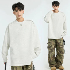 HEARUJOY  -  Men's Autumn Winter New Style Long Sleeve T Shirt Designer Inner Wear Outer Wear Loose Zip Casual Crew Neck Sweatshirt