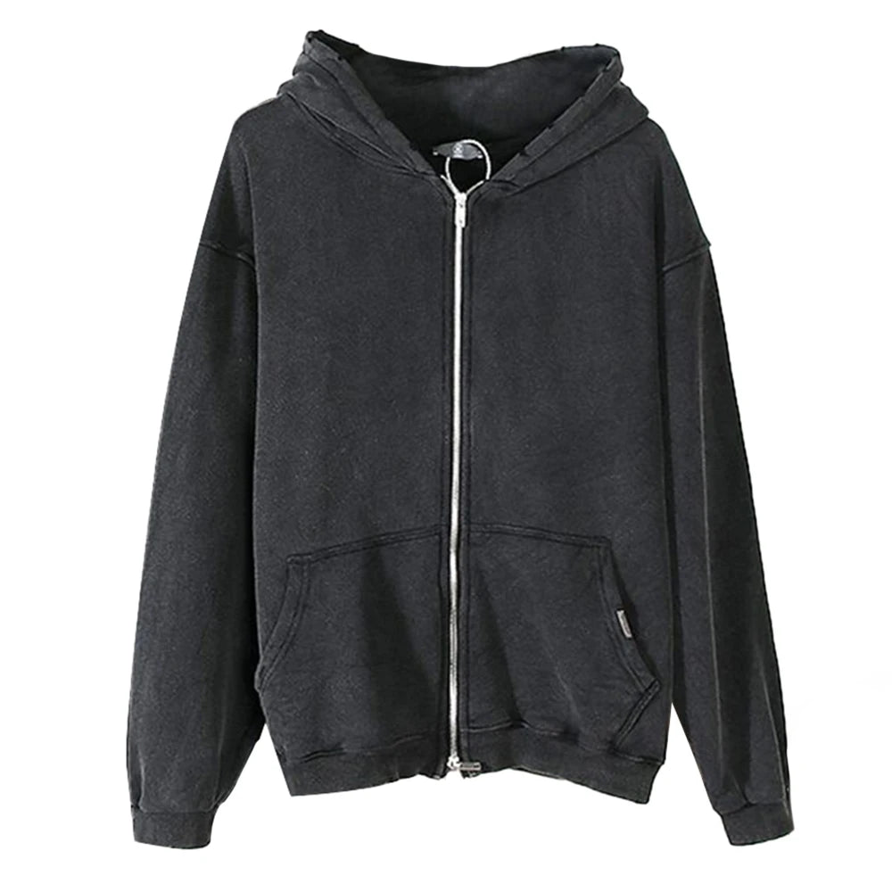 Hearujoy Mens High Street Jacket Multi-Line Series High Street Retro autumn and winter Fashion Solid Color Trendy Hip Hop Hoodie For Men