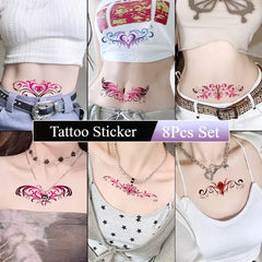 YICKYUE  -  8Pcs Set Cartoon Succubus Temporary Tattoos Sexy Fake Tattoo for Woman Art Color Tattoo Stickers Waterproof Tatuajes Temporales