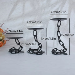 YICKYUE  -  3pcs Iron Chain Candle Holders Sets Rustic Farmhouse Round Candle Holders with Iron Link Tabletop Candle Holders for Home Decor