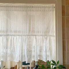 YICKYUE  -  Heart Lace Screen Curtain Blackout Window Screen No Punching Door Curtains Suitable for Bedrooms Kitchens Study Room 1pcs