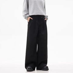 HEARUJOY  -  Men's Solid Color Suit Trousers American Retro Fashion Trend Street Casual Simple Loose Breathable Summer New Men's Bottoms