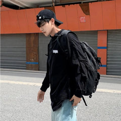 HEARUJOY  -  High Street Embroidered Sweatshirt Mens Corduroy Half Zipper Design Trend Tops Round Neck Letters Harajuku Pullover Shirt