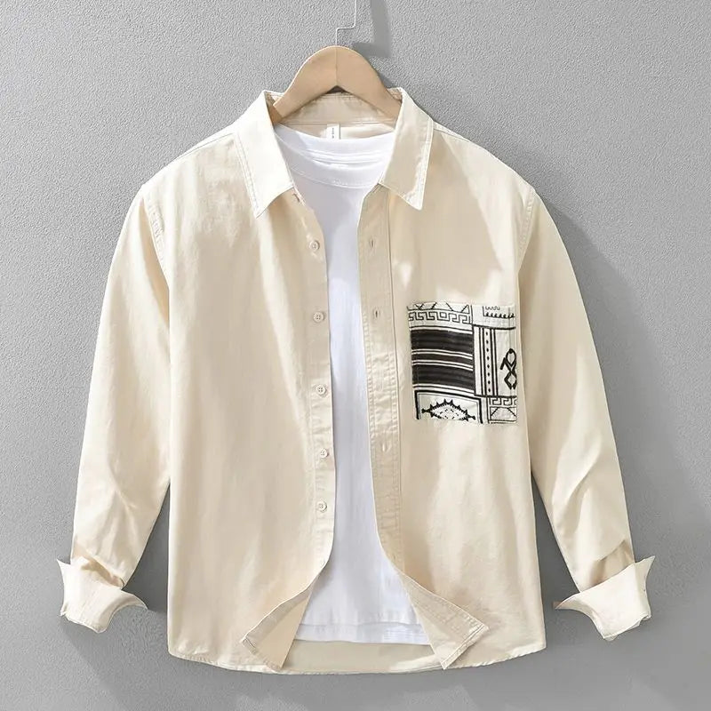 HEARUJOY  -  New Printed Casual Long Sleeve Men Shirt Stylish Spring Fashion Trendy Loose Fit Comfortable