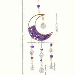 YICKYUE  -  1pc Amethyst Moon Crystal Prism Daylight Catcher - Half-moon-shaped Window Pendant - Rainbow Daylight Catcher, for Home and Gard