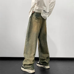 Hearujoy Jeans men 2024 Spring Wide Leg Jeans Male Loose Straight Denim Pants Harajuku Vintage Blue Jean Trouser Streetwear Clothes