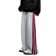 HEARUJOY  -  Wide Leg Casual Pants Full Length Pant  Men Pockets Striped Drawstring Spliced Casual Spring Sports 2025 New Patchwork Loose