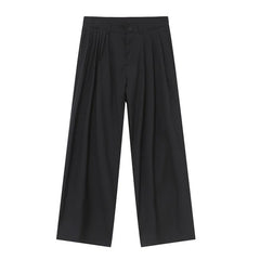 Hearujoy Trend Men's Suit Pants Free Draping Pleated Droop Bottom Straight Wide Leg Solid Color Male Casual Bottom Summer 9C6592