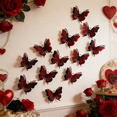 YICKYUE  -  12/24pcs 3D Double-Layer Butterfly Wall Stickers Self-Adhesive Disposable Wall Decals for Living Rooms Bedrooms for Mural Decor
