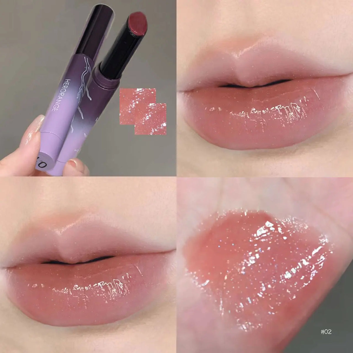 YICKYUE  -  1 Pcs Grape Purple Colors Hydrating and Moisturizing Mirror Water Light Lip Gloss Glass Gloss Translucent Solid Lipstick Makeup