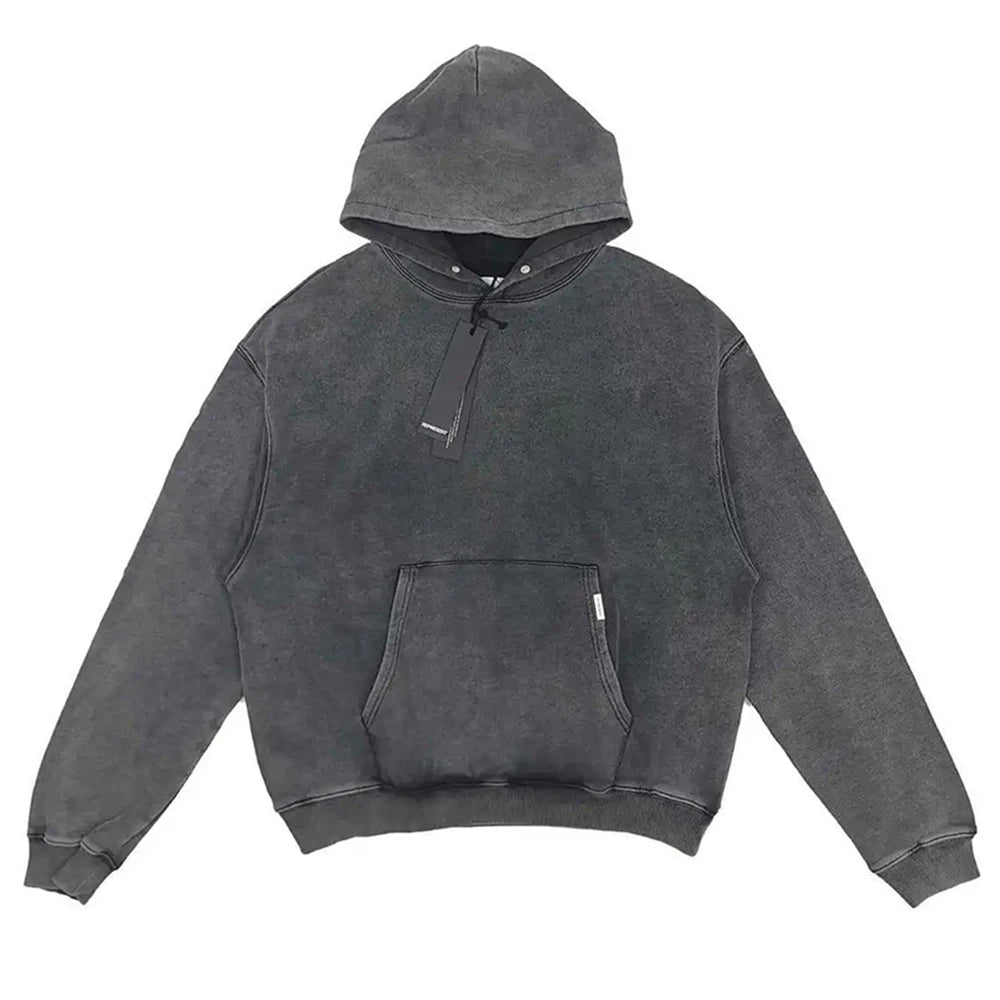 Hearujoy Y2K New Retro Washed Distressed Solid Sweatshirt High Street Loose Casual Hoodie Soft Comfortable O-Neck Youth Trendy Sweatshirt