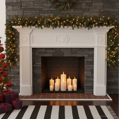 YICKYUE  -  Christmas Garland Artificial Rattan with LED, Red Berries, Pinecones, Xmas Wreath for Home Tree Door, New Year Decoration