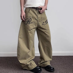 HEARUJOY  -  Summer New Men's Multi-Pocket Flared Straight Trousers American Retro Fashion Trend Street Loose Breathable Niche Men's Bottoms