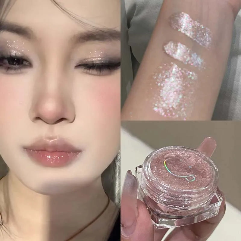 YICKYUE  -  Diamond Purple Liquid Gel Eyeshadow Pearl Glitter Highlighter Sequins Monochrome Shimmer Eye Shadow Brighten Quick Drying Makeup