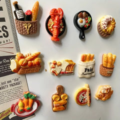 YICKYUE  -  6Pcs/12pcs Miniature Resin Food Refrigerator Magnets Home Decor Magnets Food Magnets Decor Magnets