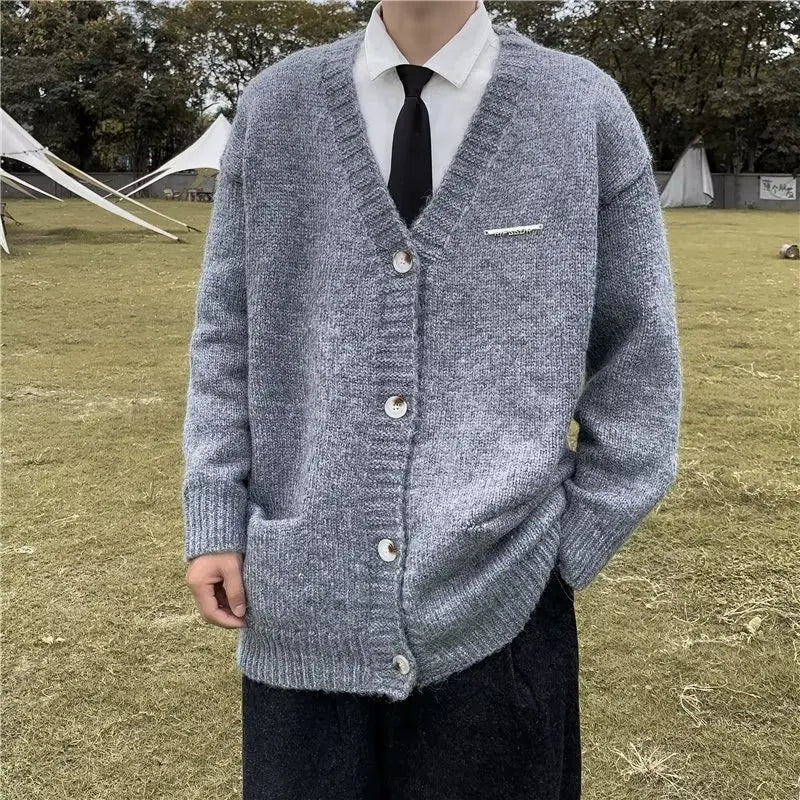 HEARUJOY  -  Man Clothes Coat Cardigan Knitted Sweaters for Men Jacket Warm Loose Fit Casual Korean Style Knitting Cardigans Z77
