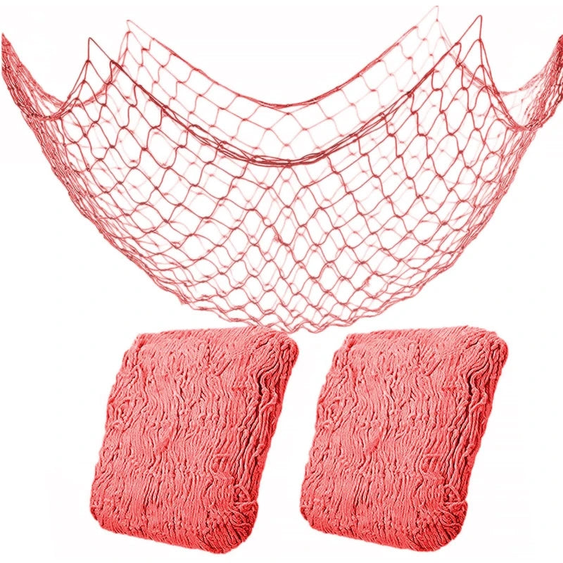YICKYUE  -  Beach Fishing Nets Tablecloths Party Wooden Stakes Decorative Mesh Fabric Large Mesh Hollow Out Fishing Net Wall Decor Length 2m