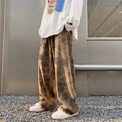 HEARUJOY  -  Corduroy Pants Men's Autumn and Winter Craft Watermark Straight Loose Casual Pants American Retro Draped Wide-leg Trousers