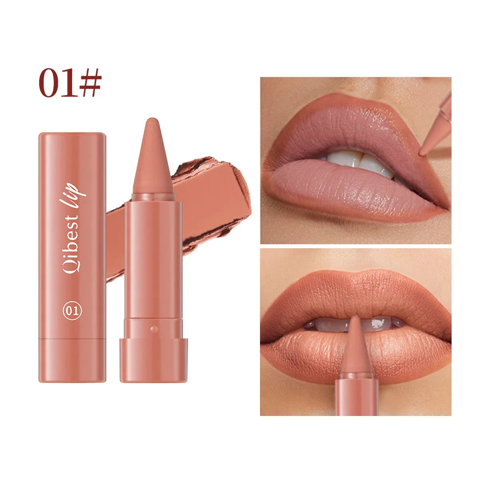 YICKYUE  -  1Pc Matte Lipstick Pen Gradient Lip Liner Red Brown Velvet Lip Contouring Pencil Lasting Waterproof Stick Sexy Women Makeup