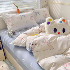 YICKYUE  -  A-Class Skin-Friendly Thickened Twill Bedding Set, Cartoon Pattern, College Dorm Single Bed 3/4 Pieces