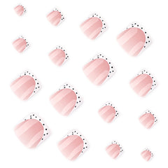 YICKYUE  -  24pcs French False Toe Nails With Black Polka Dot Designs Press On Toenails Wearable Women Simple Fake Square Feetnails Nail Art