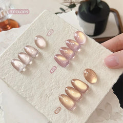 YICKYUE  -  1-12pcs WS Autumn Winter Nails Halloween Nails Pink Gold Cat Eye Gel Nail Polish Y2K Nails Golden Porcelain Glass Bead Nail Art