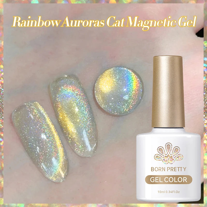 YICKYUE  -   10ml Lasers Glitter Cat Magnetic Gel Nail Polish Rainbow Color Semi Permanent Soak Off UV Varnish Manicure