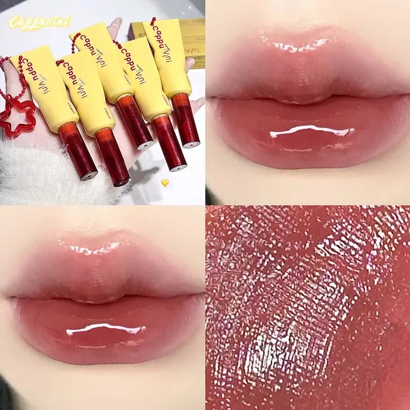 YICKYUE  -  Mirror Water Liquid Lipstick Crystal Jelly Lip Gloss Moisturizing Sexy Lip Plumper Lip Tint Makeup Long Lasting Korean Cosmetics