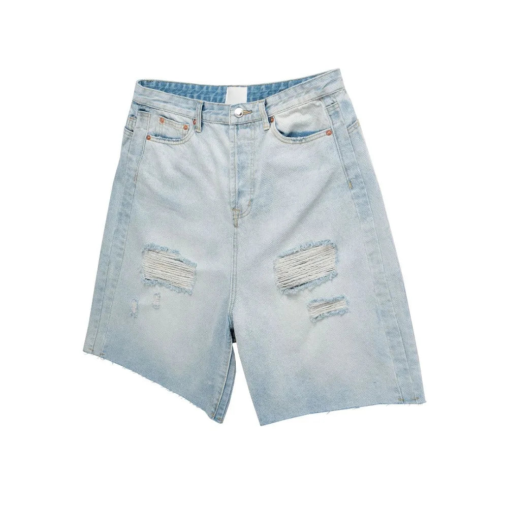 HEARUJOY  -  Washing Vintage Holes Casual Ripped Jorts Distressed Y2k Jeans Men