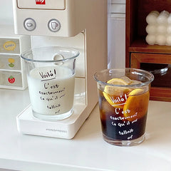 YICKYUE  -  320ML Transparent Glass Korean Ins Style American Iced Latte Coffee Milk Juice Beverage Black Tea Cup Cocktail Glassware Gift