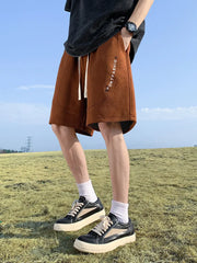 HEARUJOY  -  Men's Summer Knit Sport Shorts with 4 Pockets Drawstring Elastic Waist Loose Fit Straight Casual Shorts Big Size 8XL