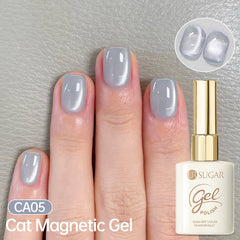 YICKYUE  -  15ml Blue Green Cat Magnetic Gel Nail Polish Glass Beads Varnish Soak Off Semi Permanent UV Gel For Nail Salon