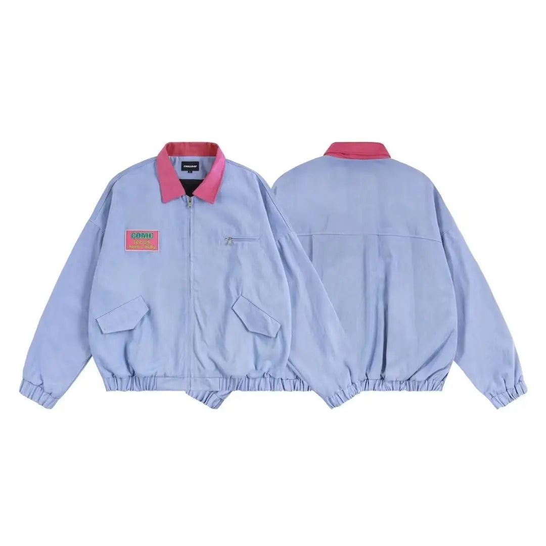 HEARUJOY  -  Retro Purple Spring Jackets Men Women Bomber Spring Autumn Loose Harajuku Varsity Coats Zip Up Street Unisex Hip Hop Outwear New